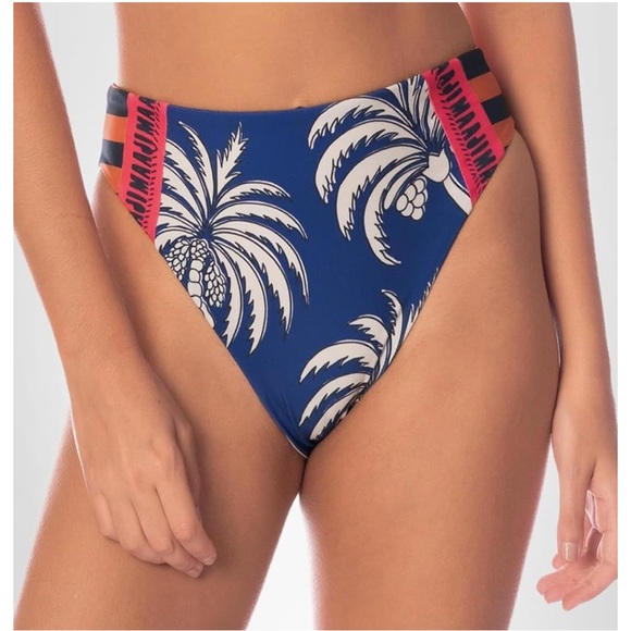 Maaji Other - Maaji Periwinkle Palms Sussac swimsuit high rise Bottom - Blue and pink small